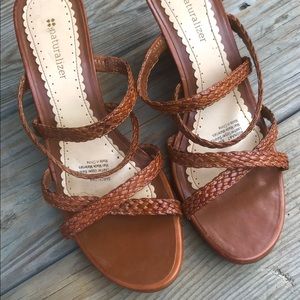 NATURALIZER Brown Woven Leather Wedge Sandal 8m